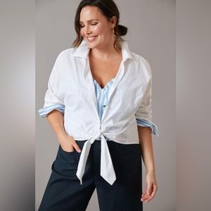 ✨ Anthropologie Buttondown Tie-Front Shirt Sz 14